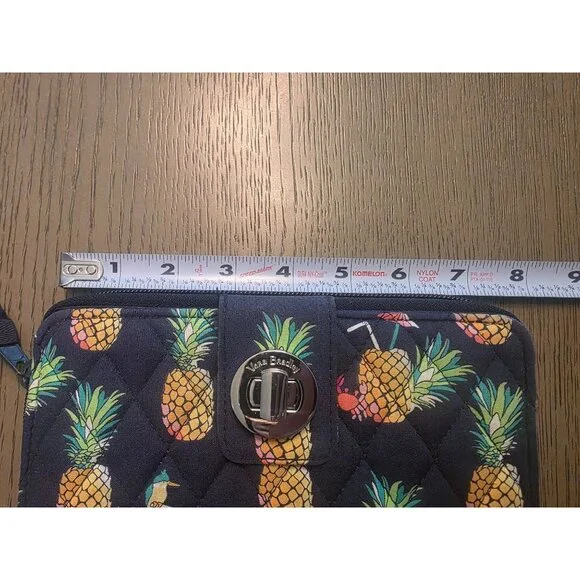 Vera Bradley Toucan Party PIneapple Novelty Quilted Large Turnlock Wallet - Picture 5 of 6